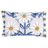 Schumacher Blue & Ochre 15" x 9" Marguerite Embroidery Pillow A