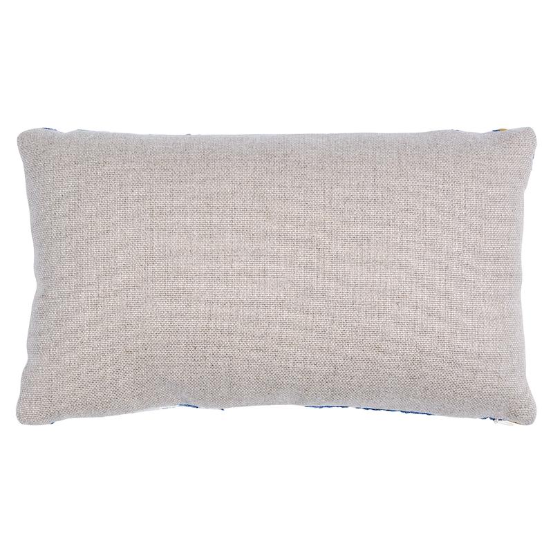 Schumacher Blue & Ochre 15" x 9" Marguerite Embroidery Pillow B