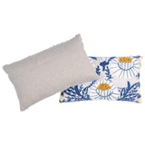 Schumacher Blue & Ochre 15" x 9" Marguerite Embroidery Pillow B