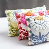 Schumacher Blue & Ochre 15" x 9" Marguerite Embroidery Pillow B