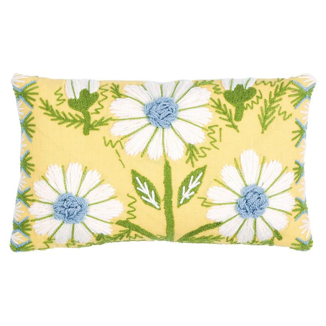 Schumacher Buttercup 15" x 9" Marguerite Embroidery Pillow A