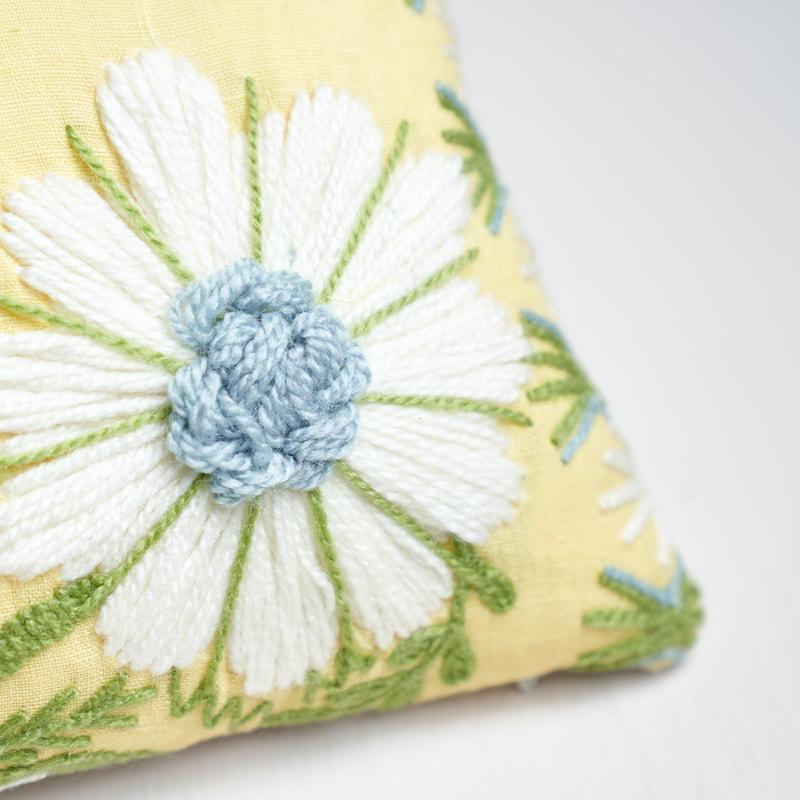 Schumacher Marguerite Embroidery  A Buttercup 15" x 9" Pillow