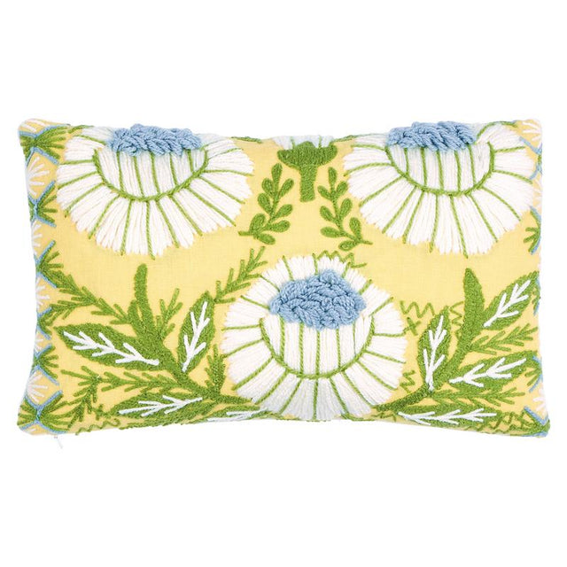 Schumacher Buttercup 15" x 9" Marguerite Embroidery Pillow B