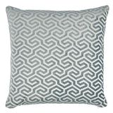 Schumacher Mineral & White 22" x 22" Ming Fret Velvet Pillow