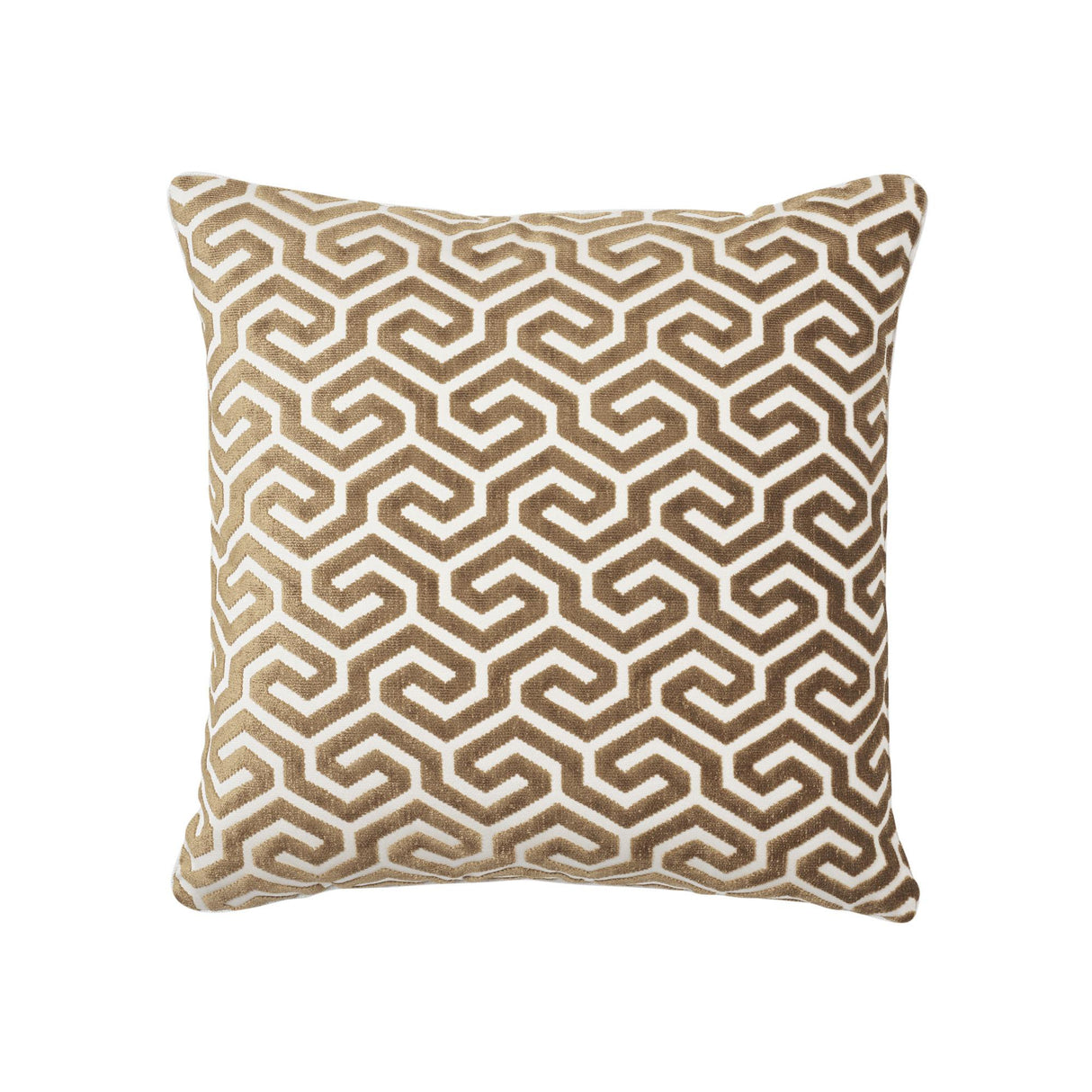 Schumacher Bronze 24" x 24" Ming Fret Velvet Pillow