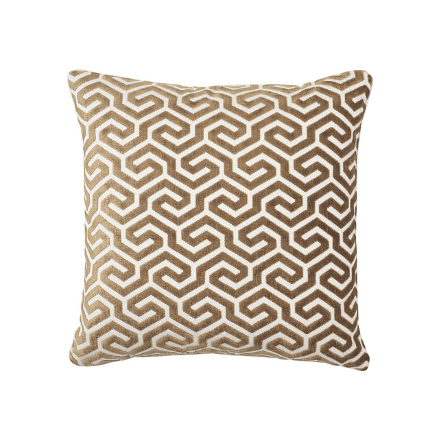Schumacher Bronze 24" x 24" Ming Fret Velvet Pillow