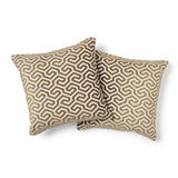 Schumacher Bronze 24" x 24" Ming Fret Velvet Pillow