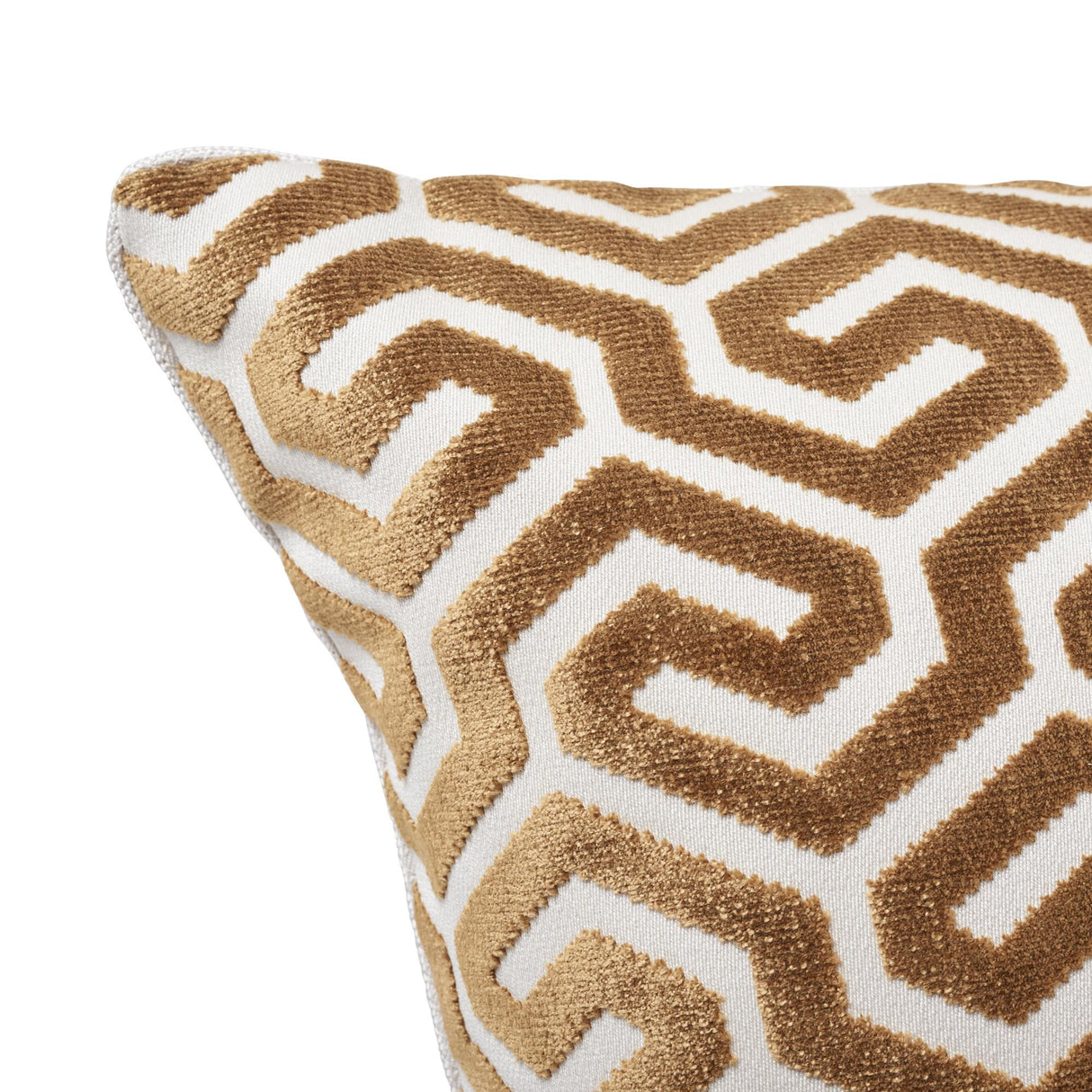 Schumacher Bronze 24" x 24" Ming Fret Velvet Pillow