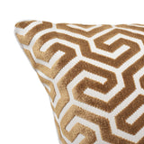 Schumacher Bronze 24" x 24" Ming Fret Velvet Pillow