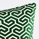 Schumacher Emerald 18" x 18" Ming Fret Velvet Pillow