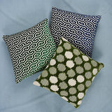 Schumacher Emerald 18" x 18" Ming Fret Velvet Pillow