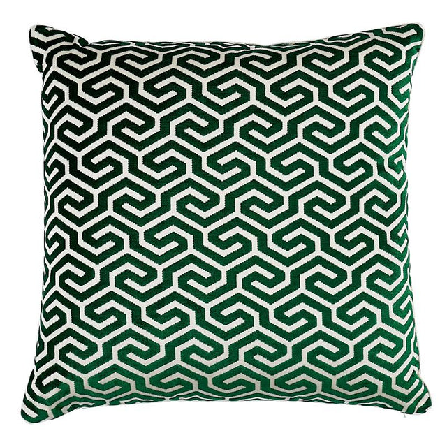 Schumacher Emerald 20" x 20" Ming Fret Velvet Pillow