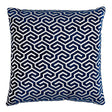 Schumacher Navy 20" x 20" Ming Fret Velvet Pillow