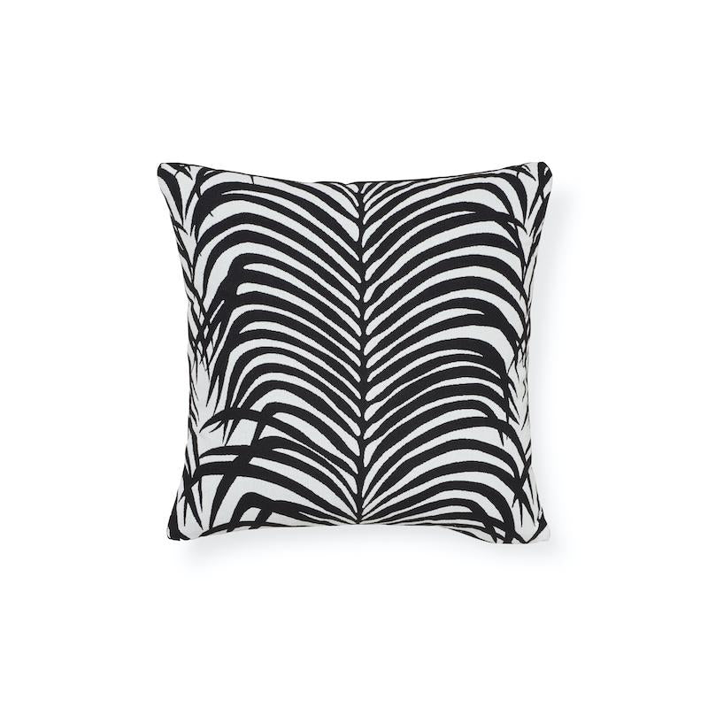 Schumacher Black 16" x 16" Zebra Palm Indoor/Outdoor Pillow