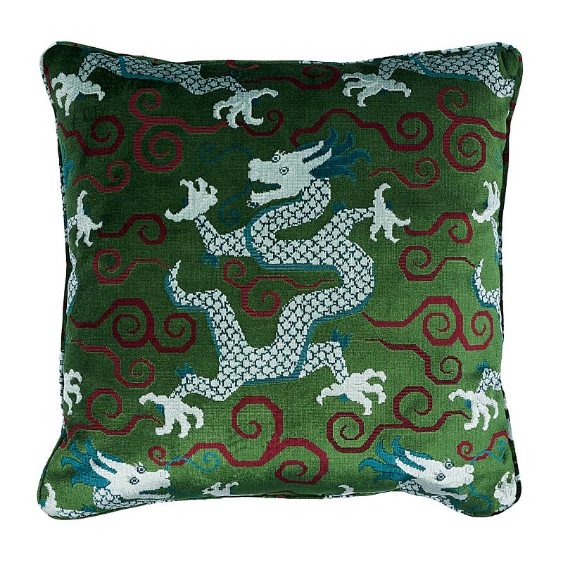 Schumacher Emerald 22" x 22" Bixi Velvet Pillow