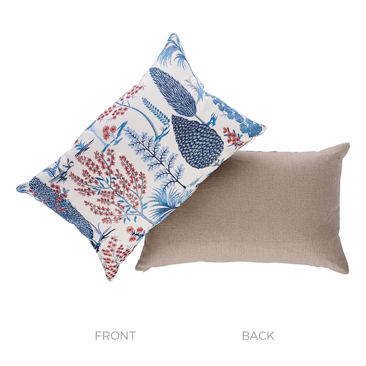 Schumacher Pandora Embroidery Delft & Rose 25" x 16" Pillow
