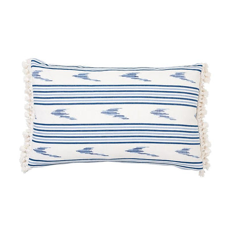 Schumacher Santa Barbara Ikat Indigo & White 22" x 14" Pillow