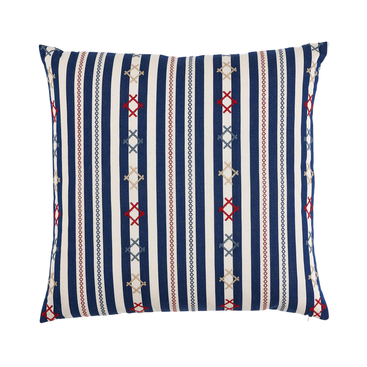 Schumacher Navy 20" x 20" Rhodes Stripe Pillow