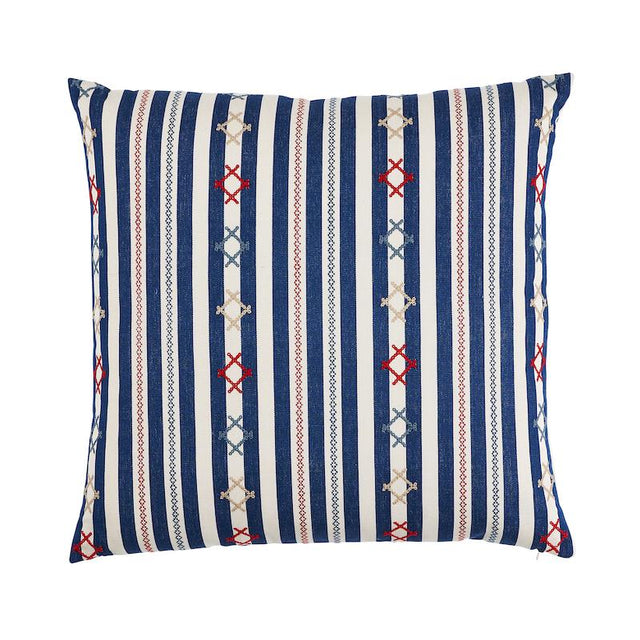 Schumacher Navy 22" x 22" Rhodes Stripe Pillow