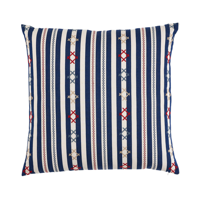 Schumacher Navy 24" x 24" Rhodes Stripe Pillow