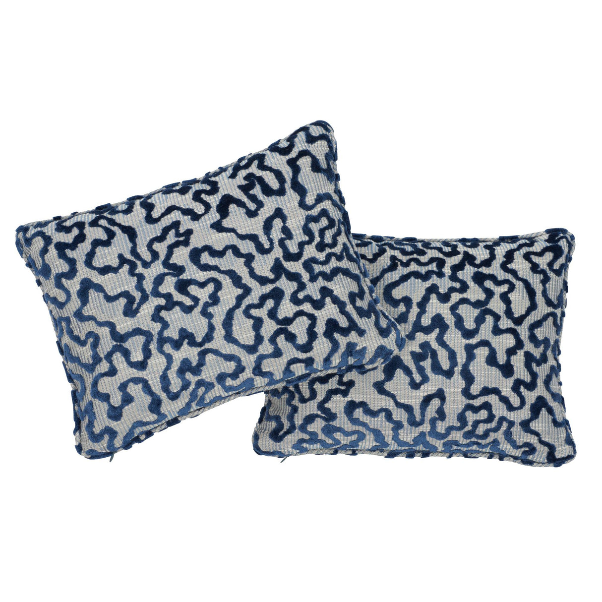 Schumacher Blue 18" x 12" Janis Velvet Pillow