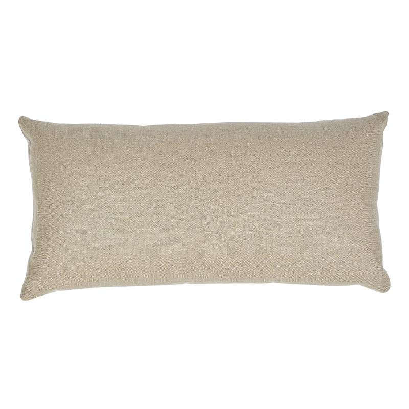 Schumacher Natural 24" x 12" Wentworth Embroidery Pillow