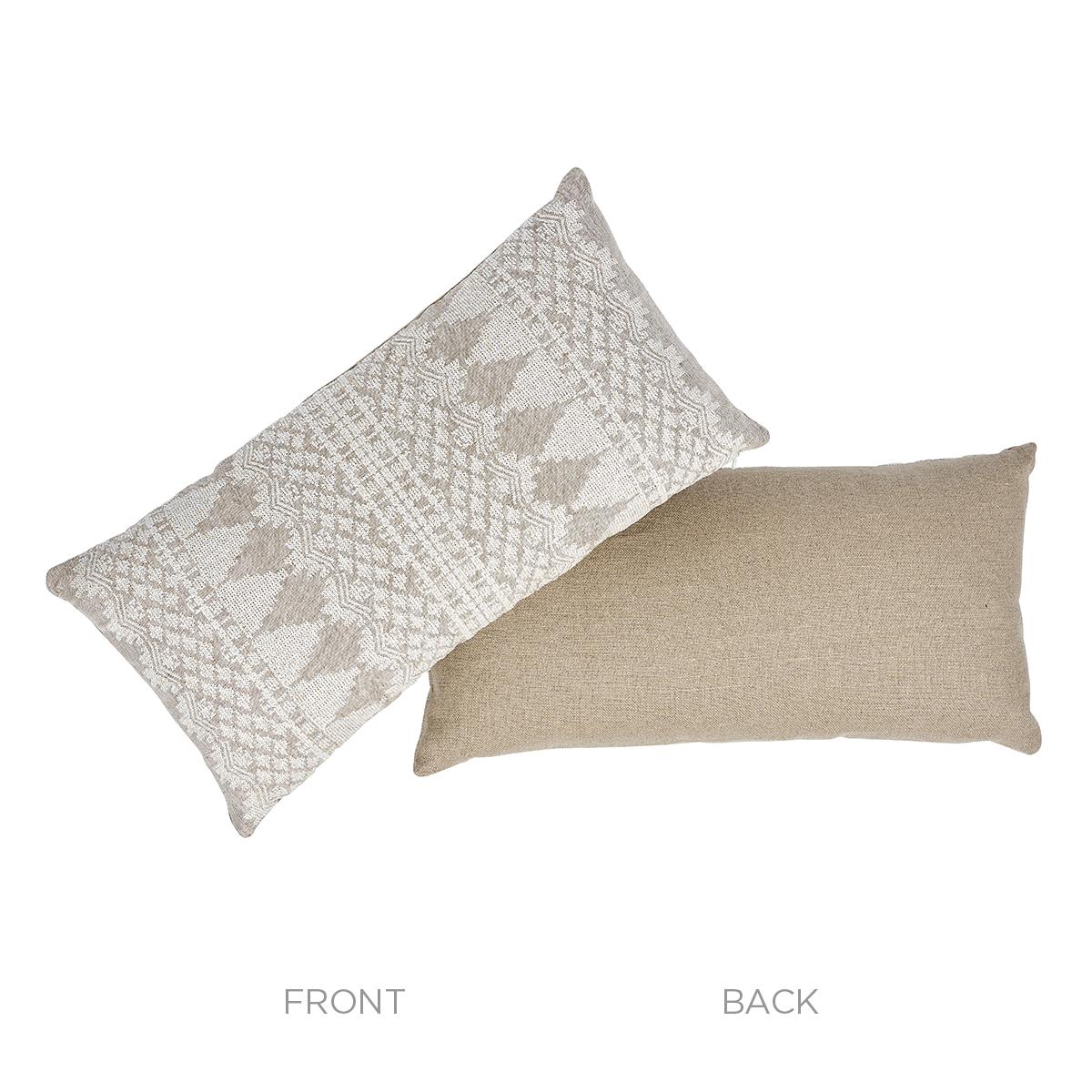 Schumacher Natural 24" x 12" Wentworth Embroidery Pillow