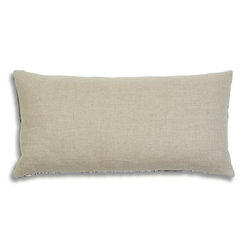 Schumacher Carbon 24" x 12" Wentworth Embroidery Pillow
