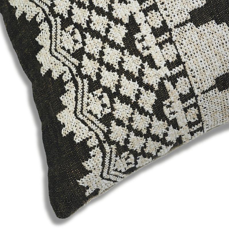 Schumacher Wentworth Embroidery Carbon 24" x 12" Pillow
