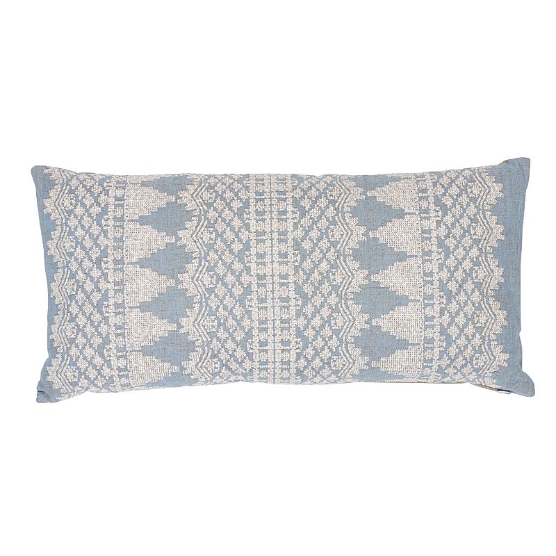 Schumacher Chambray 24" x 12" Wentworth Embroidery Pillow