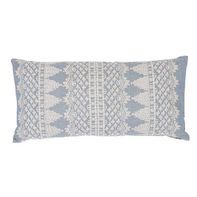 Schumacher Chambray 24" x 12" Wentworth Embroidery Pillow
