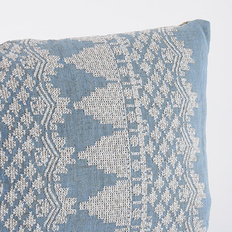 Schumacher Wentworth Embroidery Chambray 24" x 12" Pillow