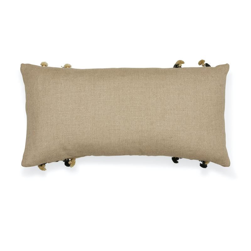 Schumacher Flax 24" x 12" Maracana Pom Pillow