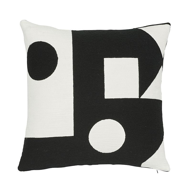 Schumacher Binary Embroidery Black 20" x 20" Pillow