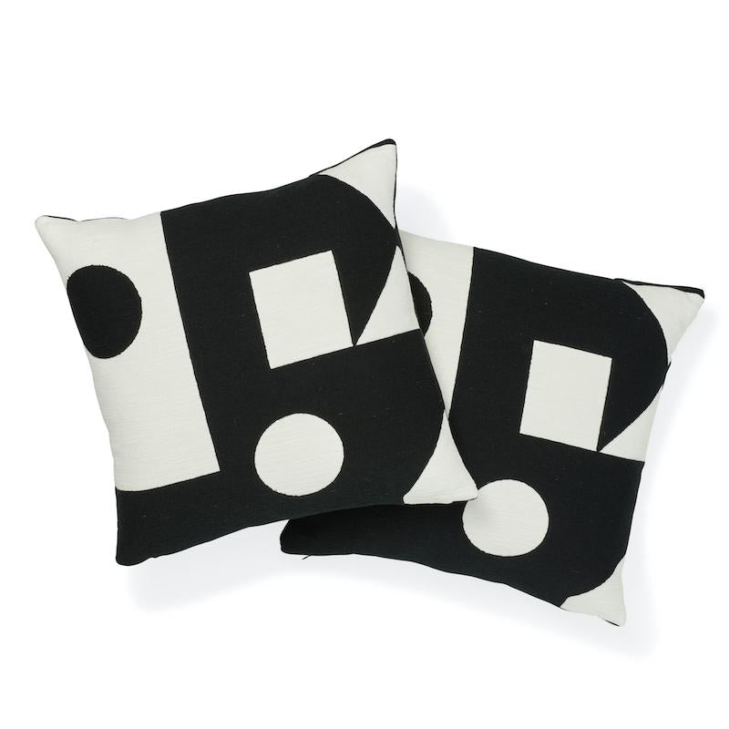 Schumacher Black 20" x 20" Binary Embroidery Pillow