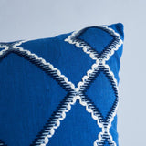 Schumacher Blue 20" x 20" Branson Embroidery Pillow