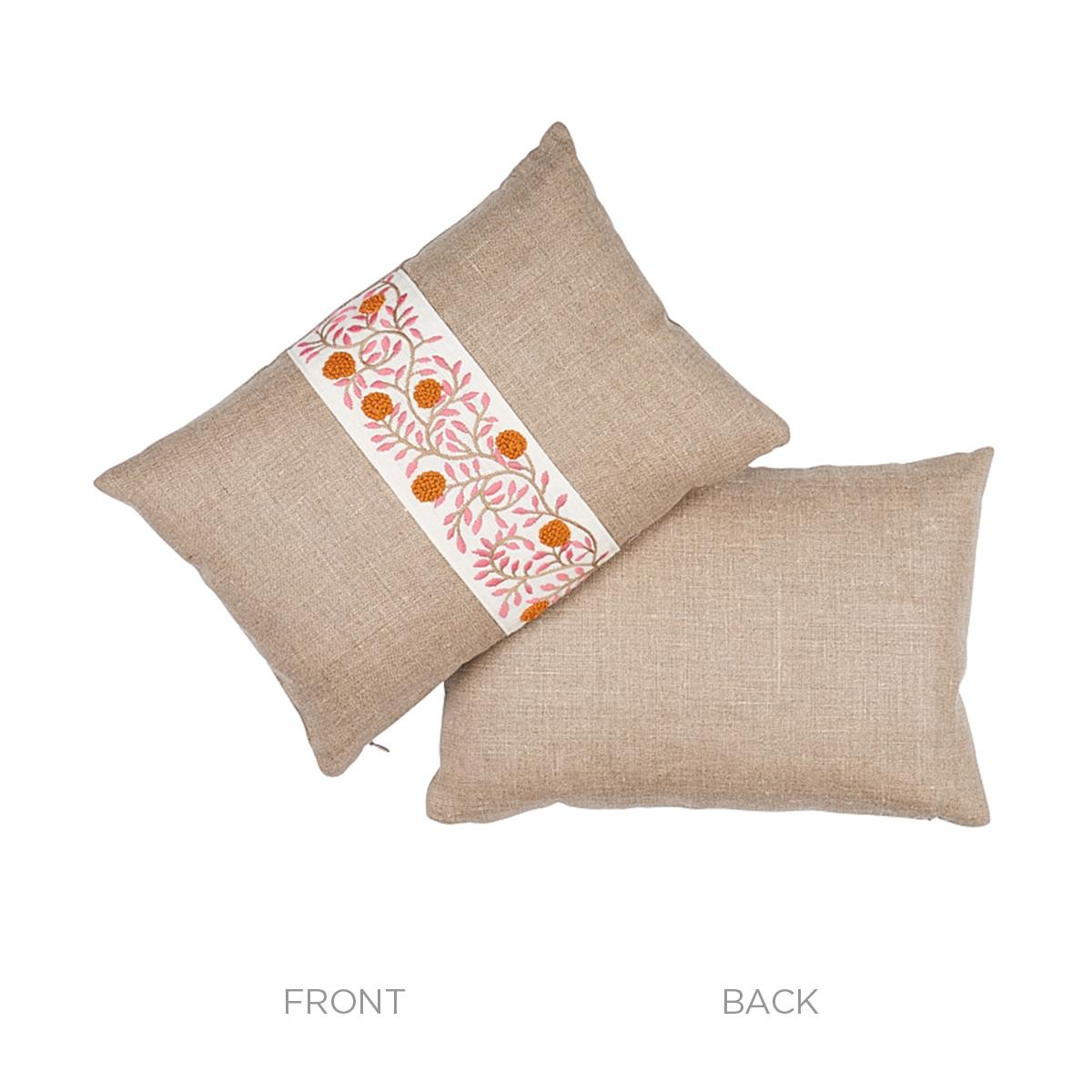 Schumacher Orange & Pink 16" x 11" Ashoka Pillow