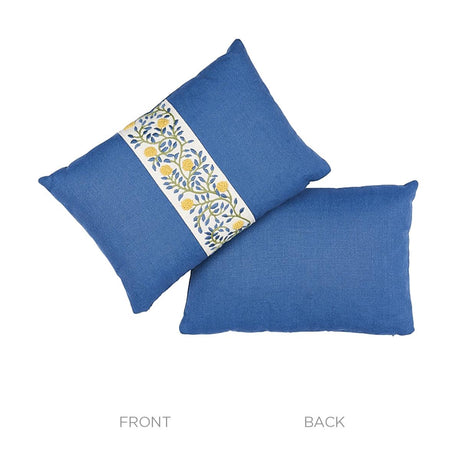 Schumacher Citron & Blue 16" x 11" Ashoka Pillow