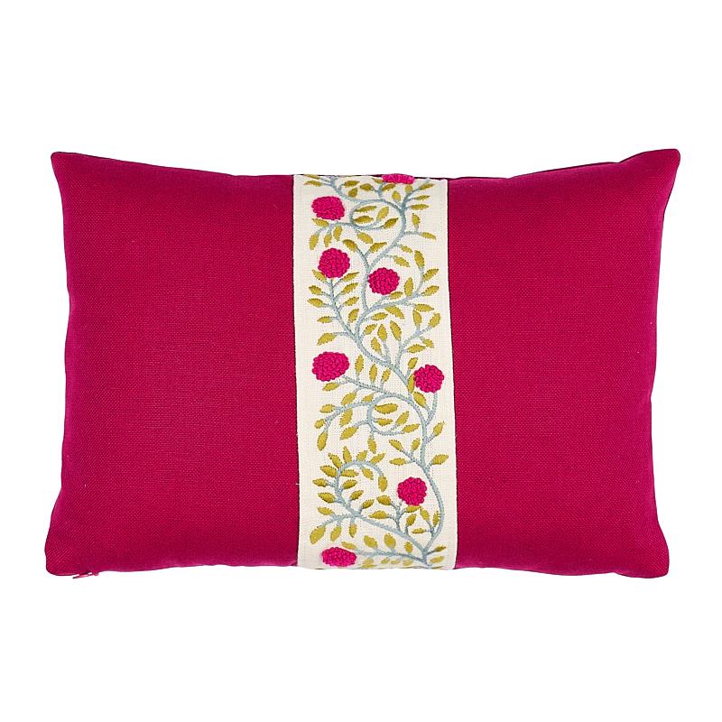 Schumacher Magenta & Leaf 16" x 11" Ashoka Pillow