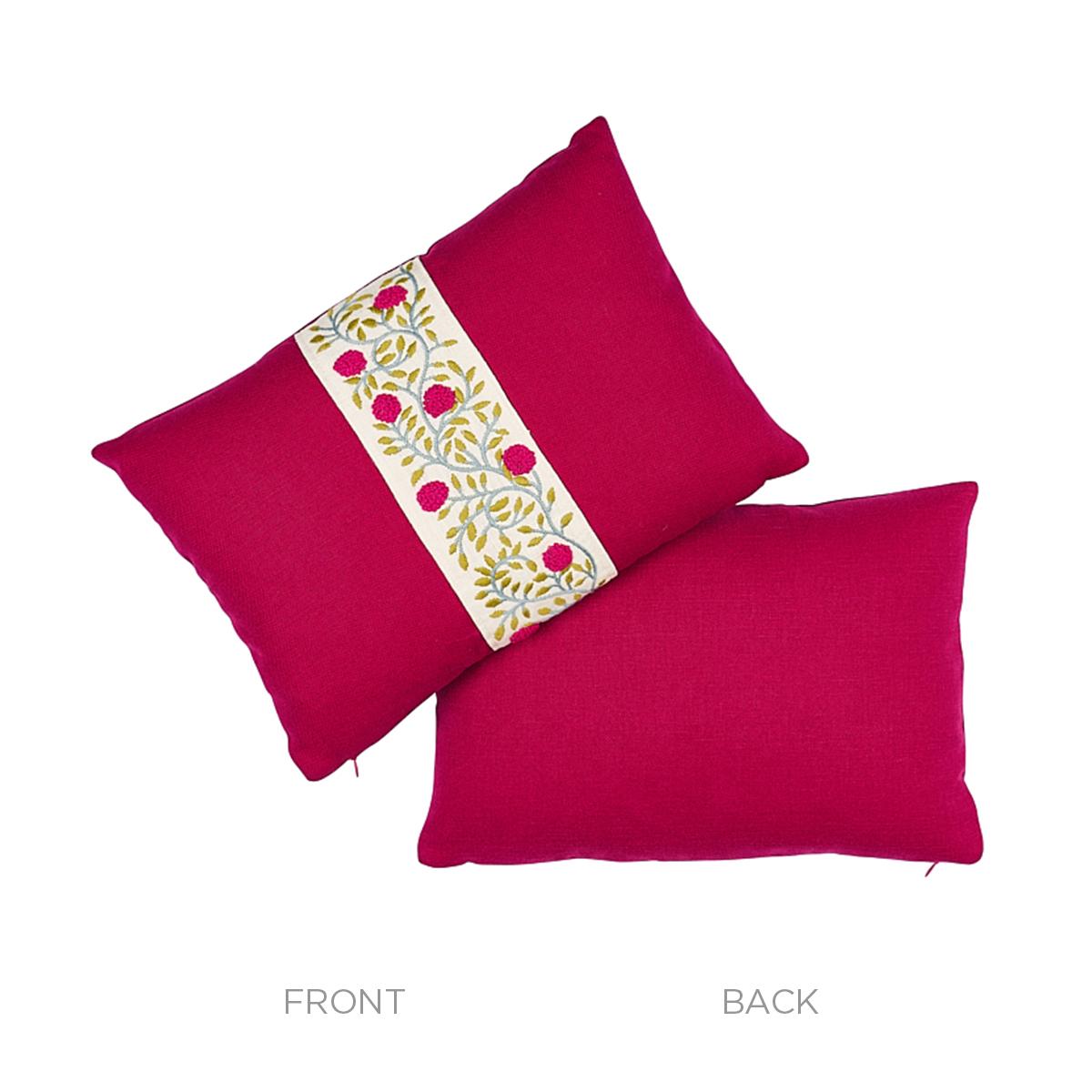 Schumacher Magenta & Leaf 16" x 11" Ashoka Pillow