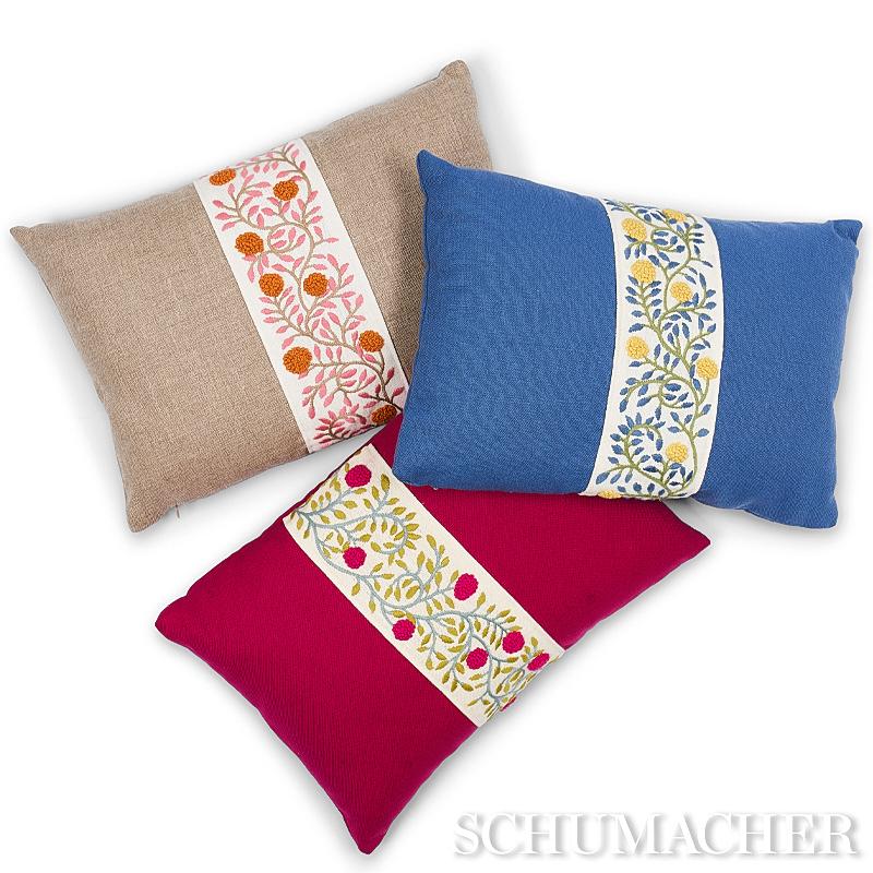 Schumacher Ashoka Magenta & Leaf 16" x 11" Pillow