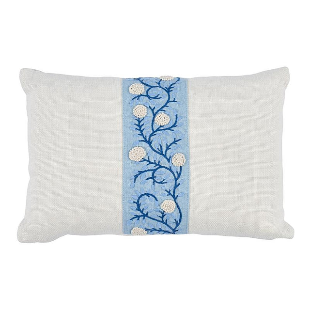 Schumacher Ivory & Blue 16" x 11" Ashoka Pillow