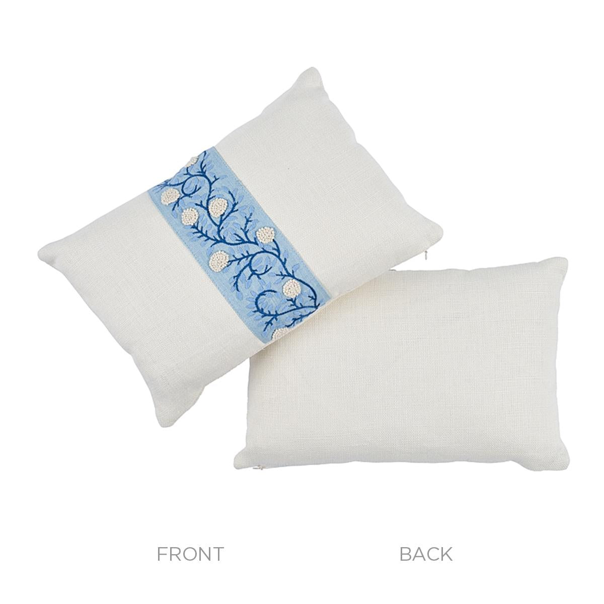 Schumacher Ivory & Blue 16" x 11" Ashoka Pillow