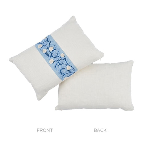 Schumacher Ivory & Blue 16" x 11" Ashoka Pillow