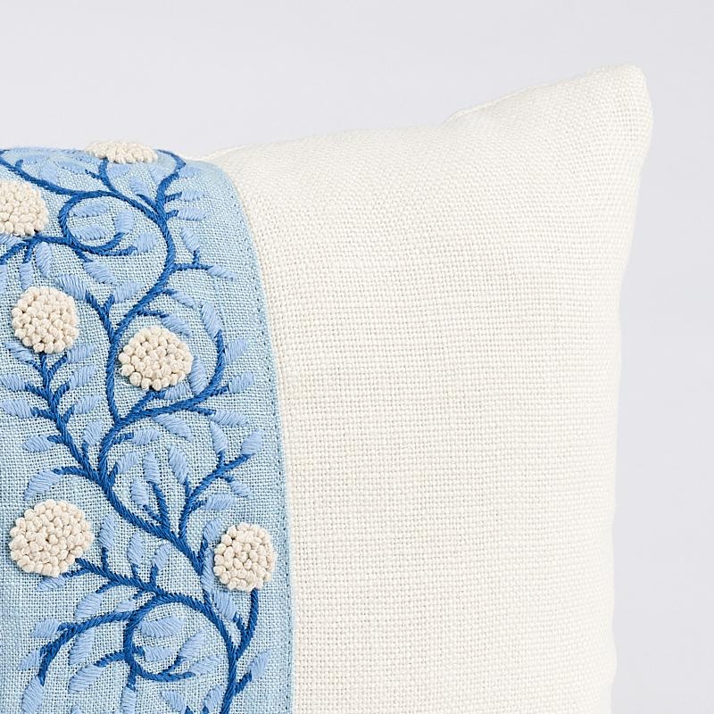 Schumacher Ivory & Blue 16" x 11" Ashoka Pillow