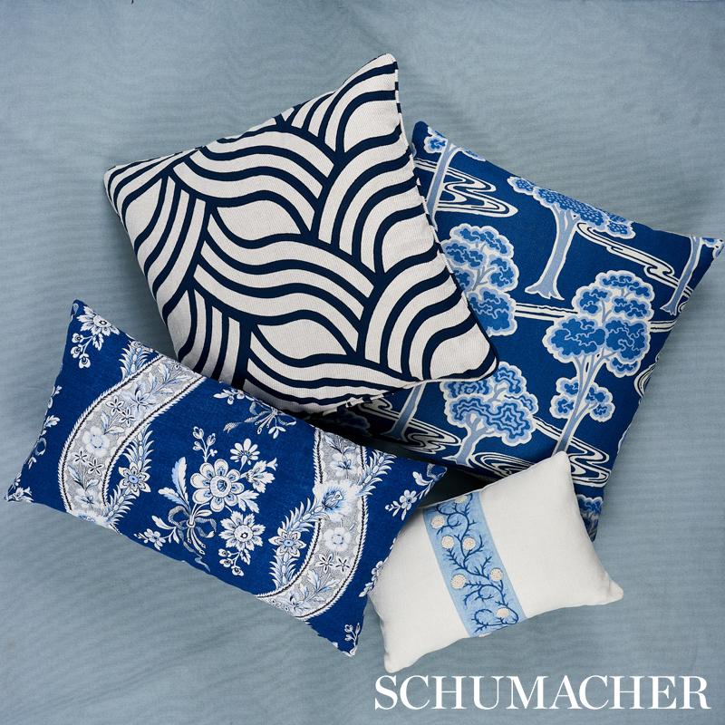Schumacher Ashoka Ivory & Blue 16" x 11" Pillow