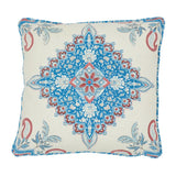 Schumacher Red & Blue 18" x 18" Montecito Medallion Pillow