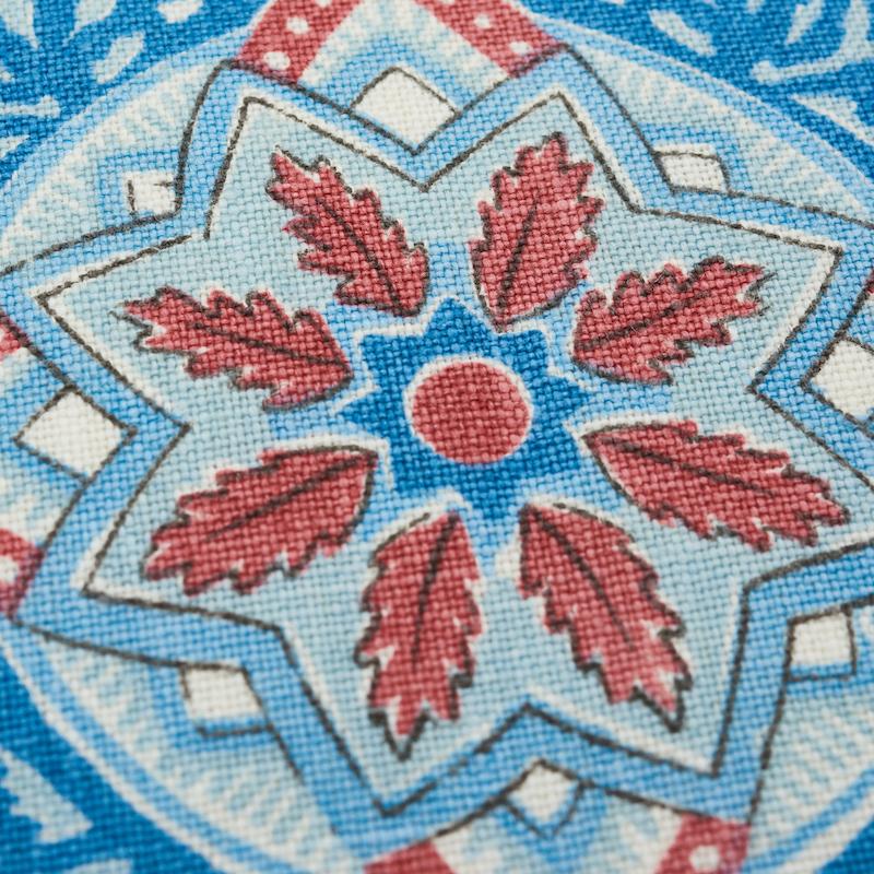 Schumacher Red & Blue 18" x 18" Montecito Medallion Pillow