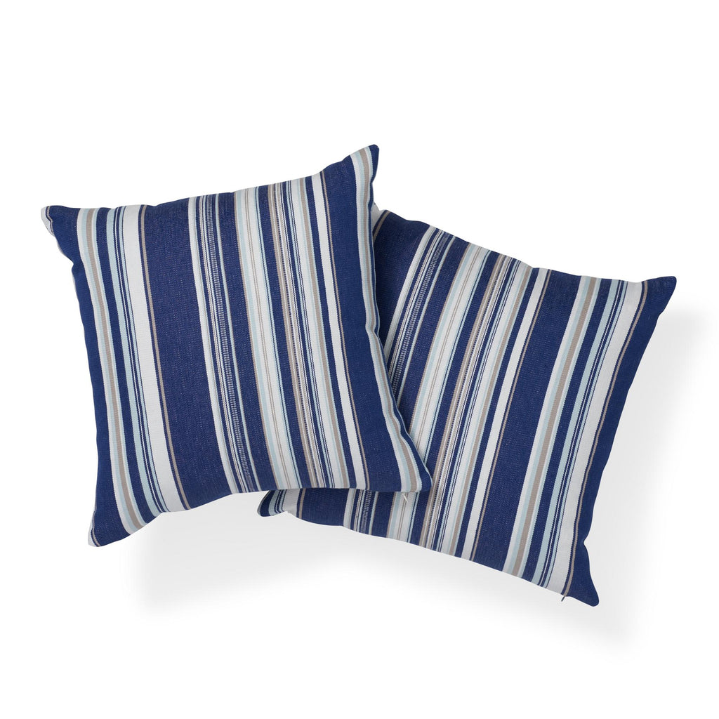Schumacher Ponderosa Stripe Indoor/Outdoor Pil Navy Blue 20" x 20" Pillow
