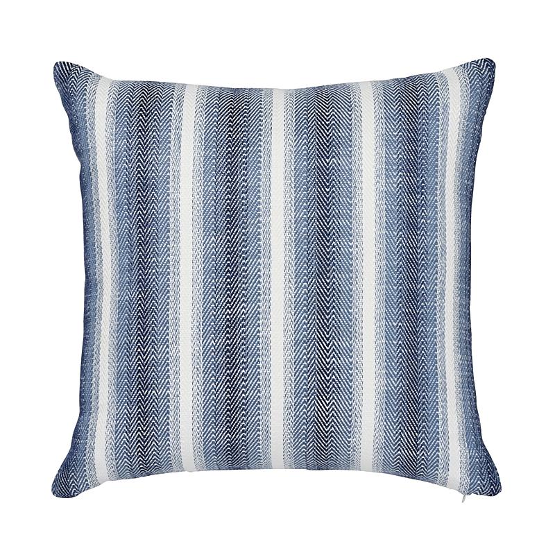 Schumacher Blue & White 18" x 18" Colada Stripe Indoor/Outdoor Pillow